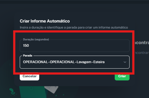 Imagem da opção informar