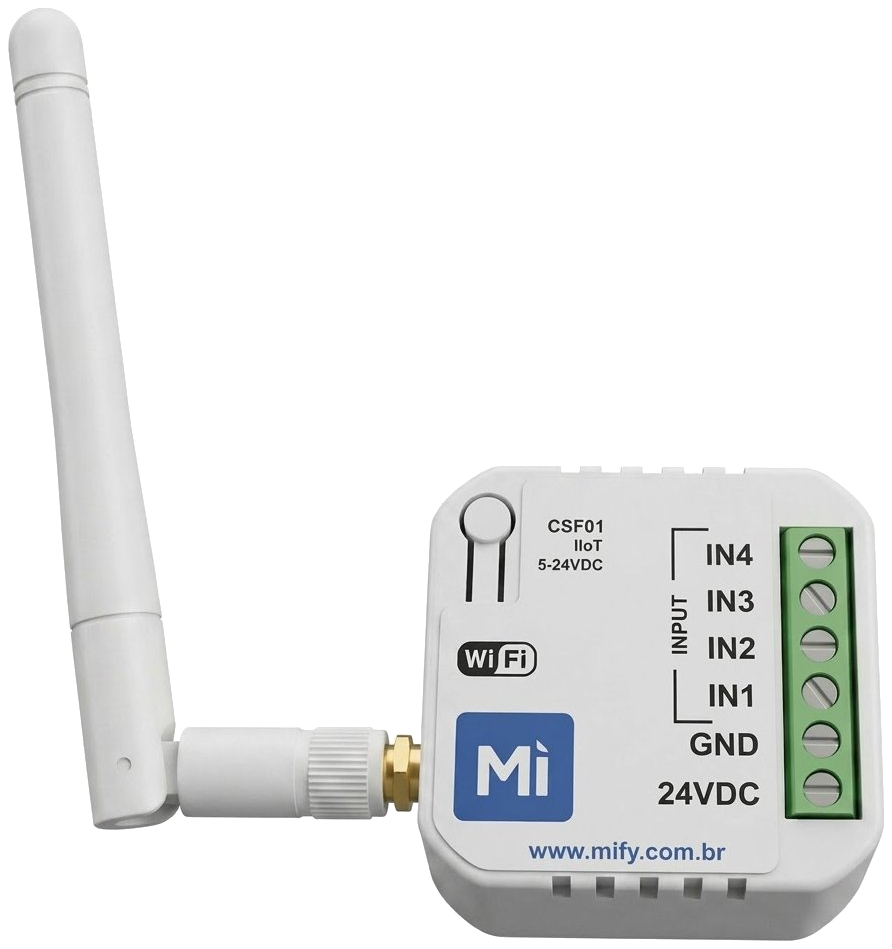 Coletor CSF01 IIoT — vista frontal com antena e régua de bornes