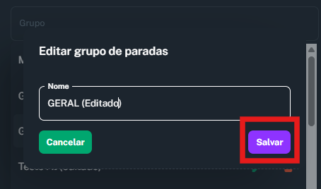 Imagem do modal de edição