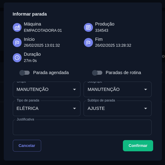 Imagem das opções