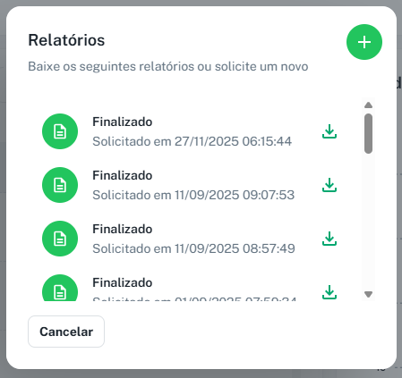 Modal de configuração
