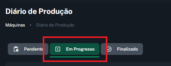 Imagem da aba de diários em progresso