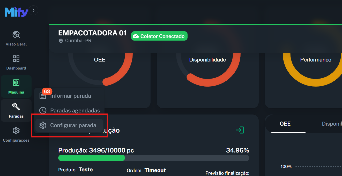 Imagem da seleção de Configuração de paradas