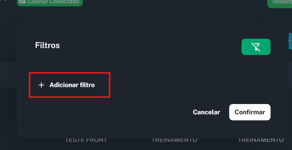 Imagem do Modal de Filtragem