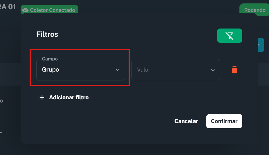 Imagem do Formulário de filtragem