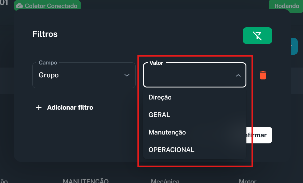 Imagem do Formulário de filtragem