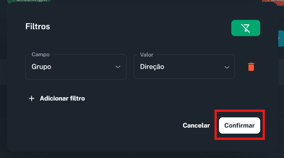 Imagem do Formulário de filtragem