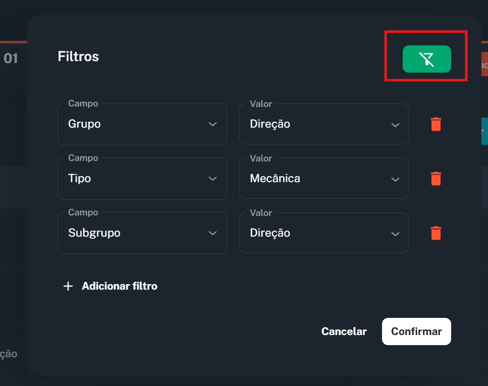 Imagem do botão de remover filtros como um todo