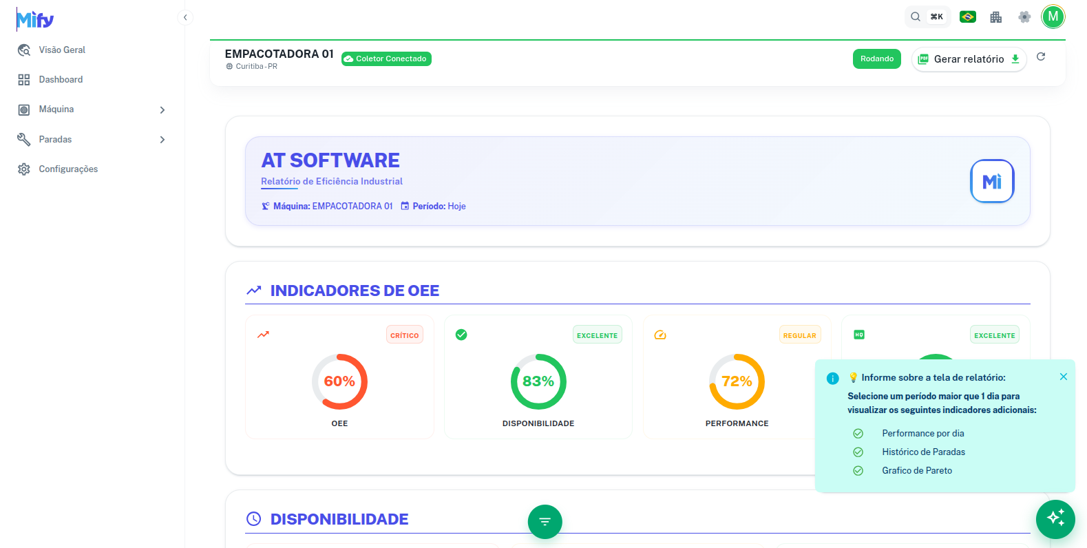 Imagem da tela de relatório