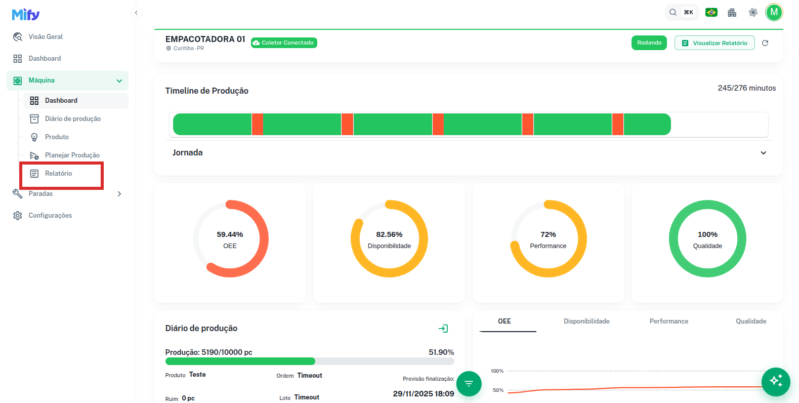 Imagem da seleção de maquina menu lateral