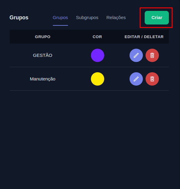 Criar grupo