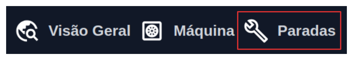 Opção "Paradas" destacada no menu de navegação superior